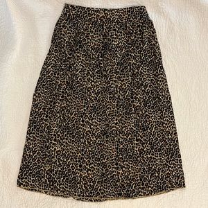 J. Crew Leopard Print Midi length pleated skirt